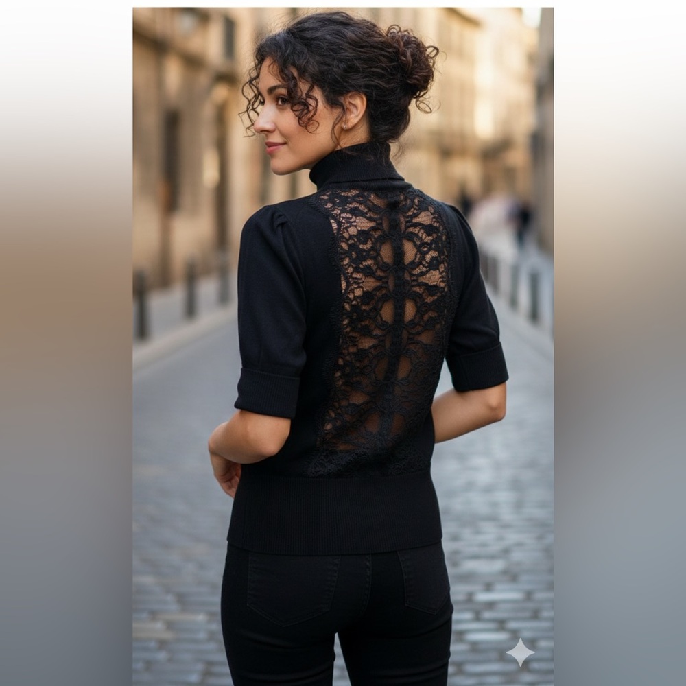 Juicy Couture 🖤Lace Turtleneck Top